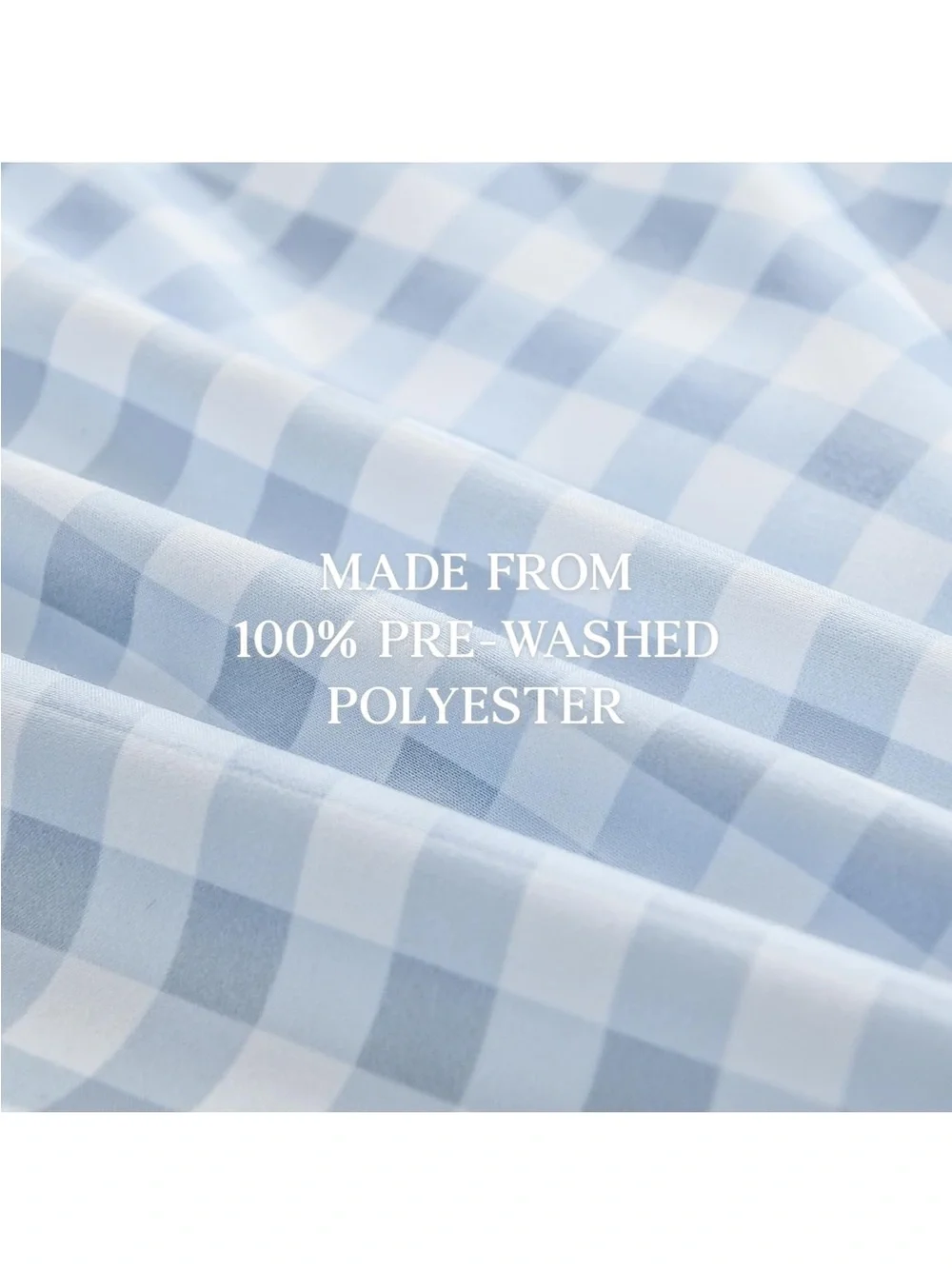 NEW Andency Blue Gingham 3-piece Duvet Cover King, Ruffle Shabby Chic